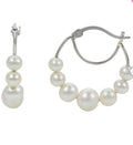 Cultured Freshwater Pearl (4-6.5mm) Graduated Hoop Earrings - Sterling Silver