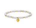 Aqua Heart Charm Cultured Freshwater Pearl Stretch Bracelet 18K Gold Plated