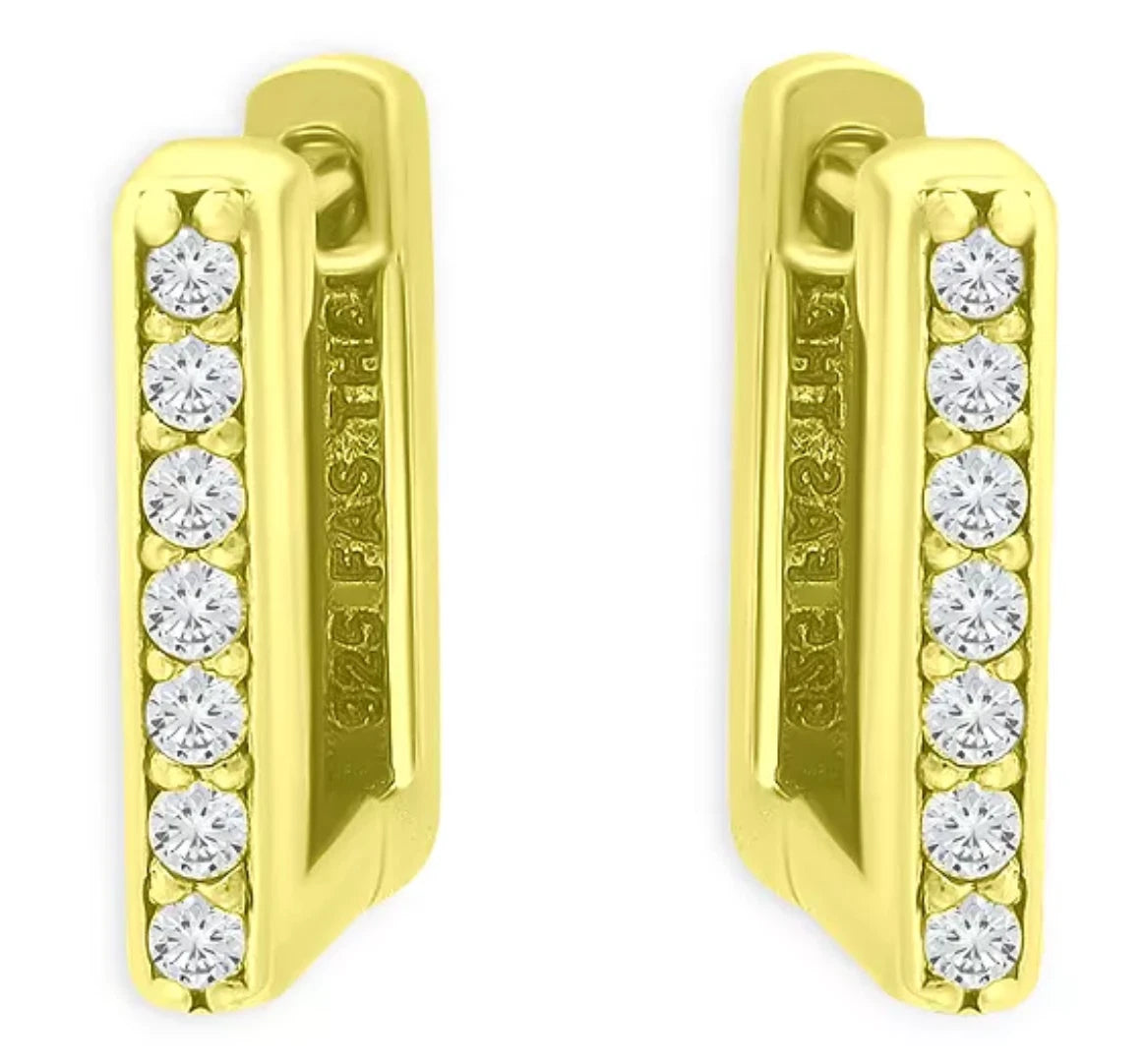 Marc & Marcella Diamond Square Hoop Earrings in 18K Gold Plated Sterling Silver