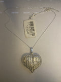Sterling Silver 925 Diamond Cut Puffy Heart Pendant Necklace 18" $350.00