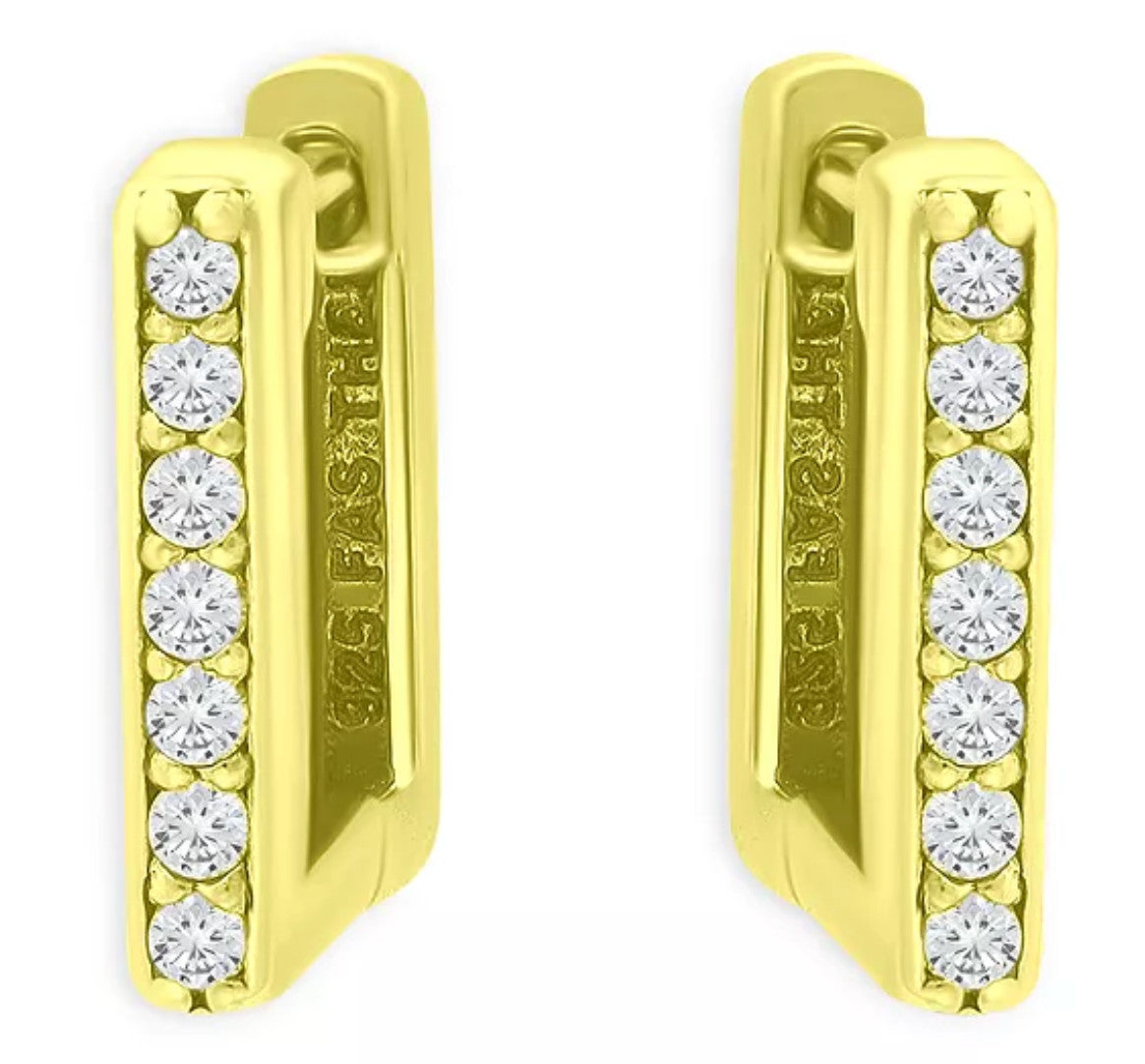 Marc & Marcella Diamond Square Hoop Earrings in 18K Gold Plated Sterling Silver