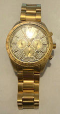 Michael Kors Layton Yellow Gold Pave Crystal Mens Unisex Watch MK8873 NIB