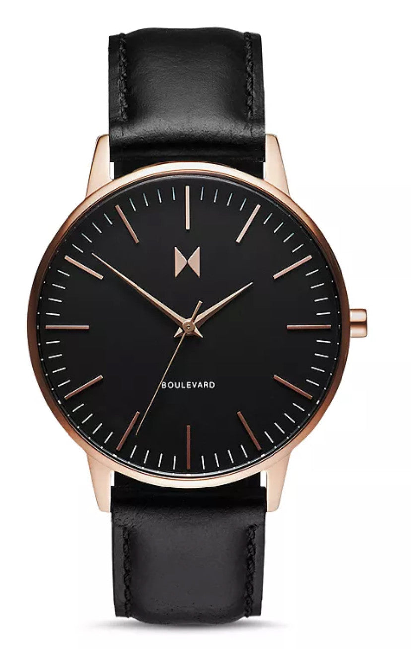 Mvmt Women's Boulevard Santa Monica Black Leather Strap Watch 38mm No Box