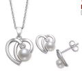 Wedding Bridal Silver Freshwater Pearl Pendant Necklace Stud Earrings Set Box H6