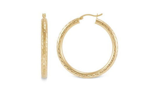 Giani Bernini Textured Tube Medium Hoop Earrings, 40mm, - Silver