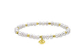 Aqua Evil Eye Charm Cultured Freshwater Pearl Stretch Bracelet 18K Gold Plated