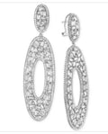 Tiara Cubic Zirconia Oval Drop Earrings in Sterling Silver