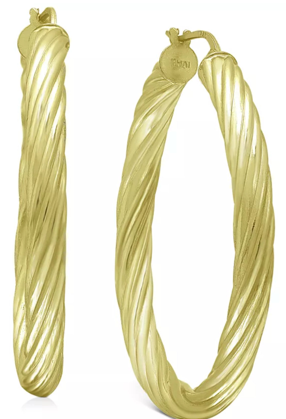 Medium Twist Tube Hoop Earrings in 18k Gold-Plated Sterling Silver, 1.57"