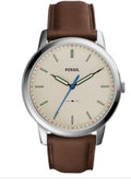 Fossil Men's Minimalist Three-Hand, Brown Leather Strap Watch, 44mm No Box