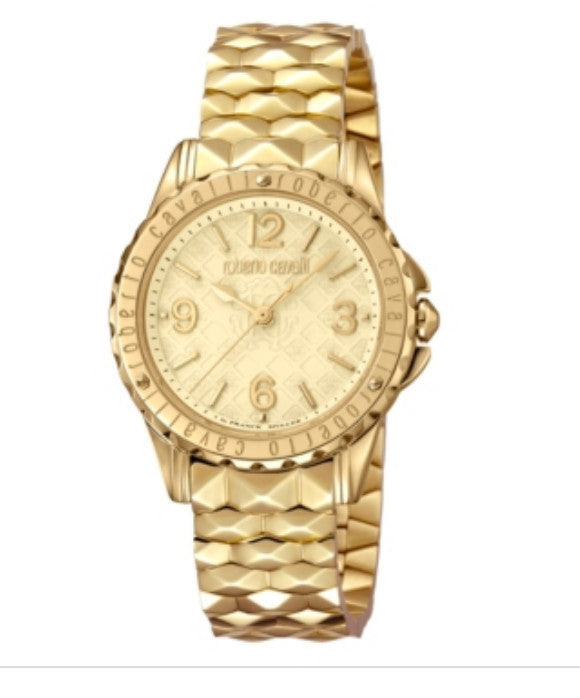 Roberto Cavalli Women's RV1L048M0071 White MOP Dial Rose-Gold IP Steel Watch