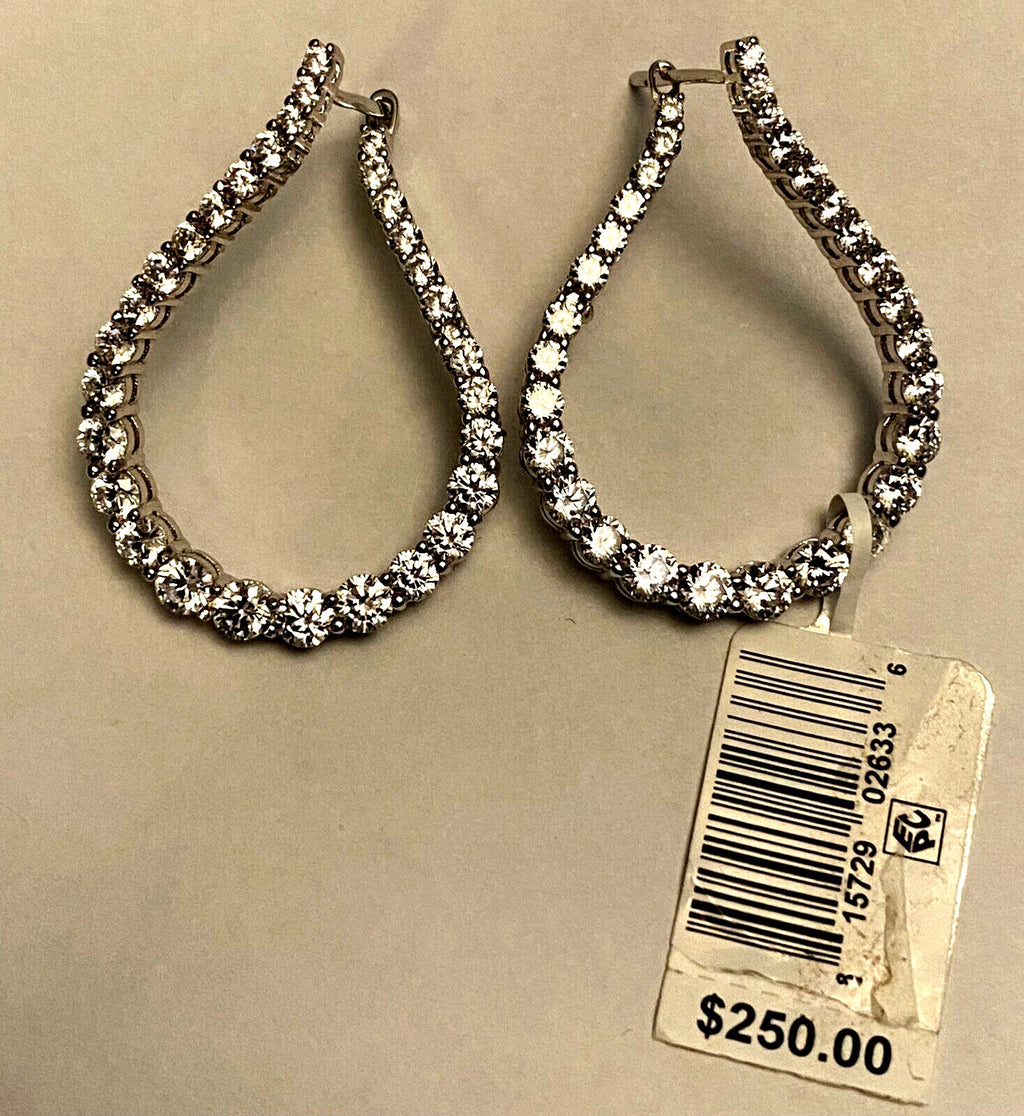 MACYS Tiara Cubic Zirconia Fancy Shape Hoop Silver No Size