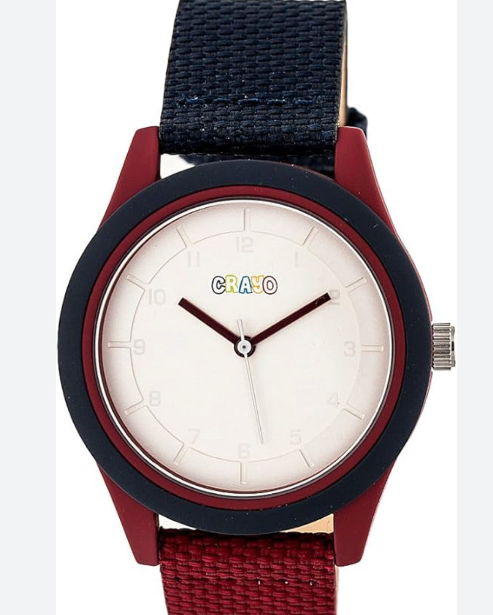 Crayo Watches Pleasant Nylon-Band Watch Silver/Navy Model: CRACR3906