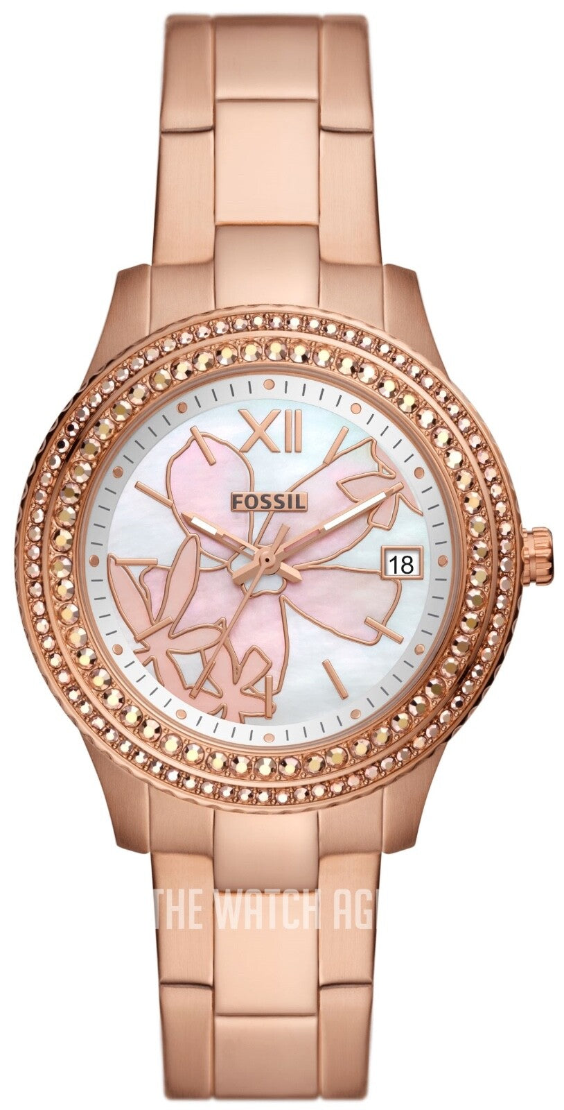 FOSSIL Stella Three Hand, Rose Gold Tone ES5192 Watch 37mm No Box