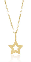 Sarah Chloe gold over silver Outline Star Pendant Necklace 16" - NEW - JLY51