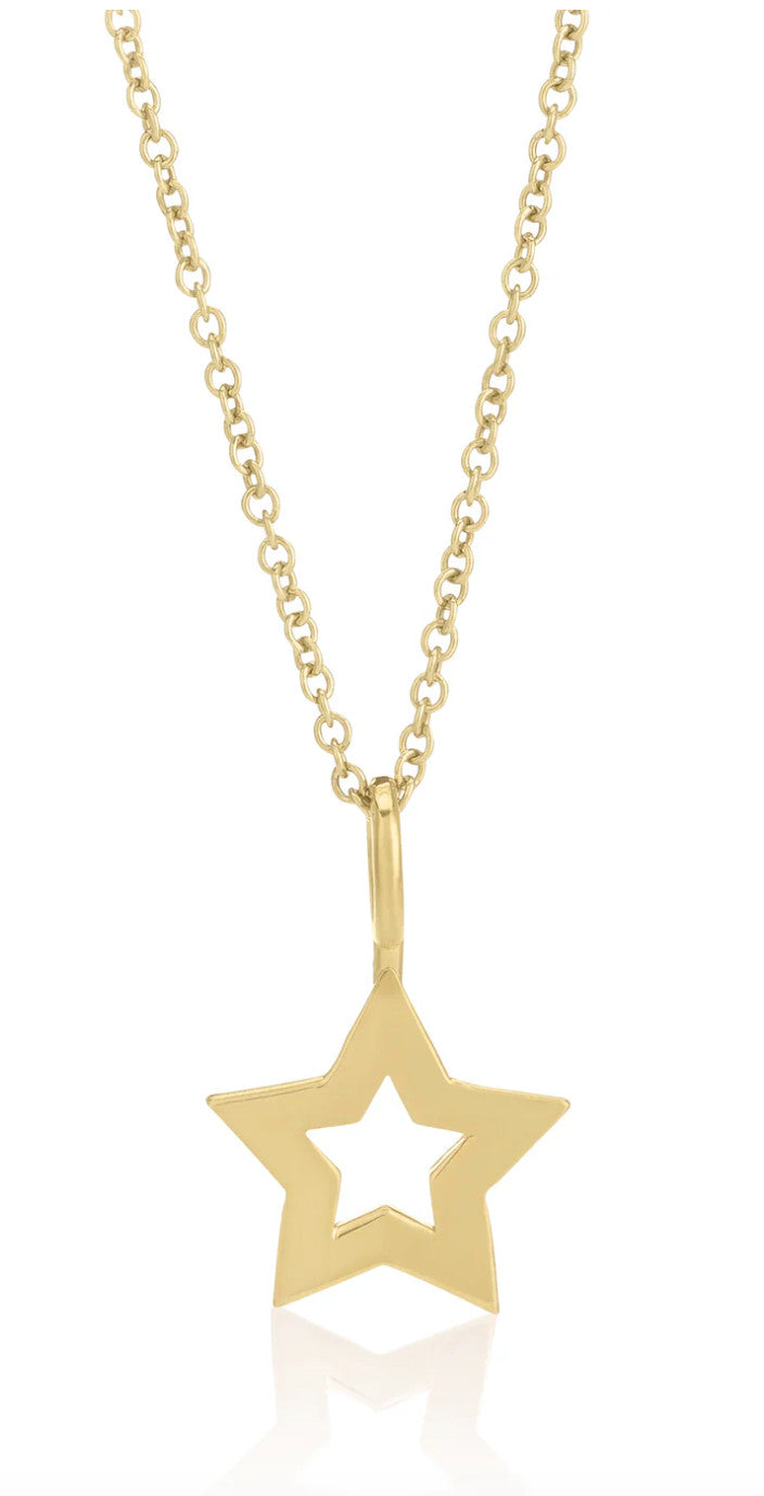 Sarah Chloe gold over silver Outline Star Pendant Necklace 16" - NEW - JLY51