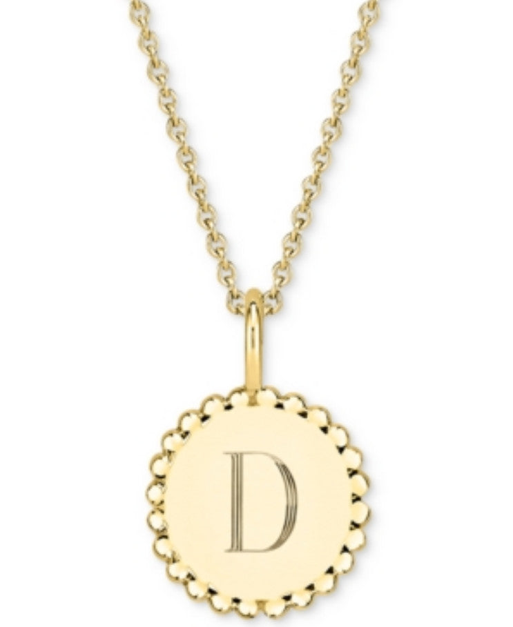 Initial Medallion Pendant Necklace in 14k Gold-Plated Sterling Silver, 18" - D