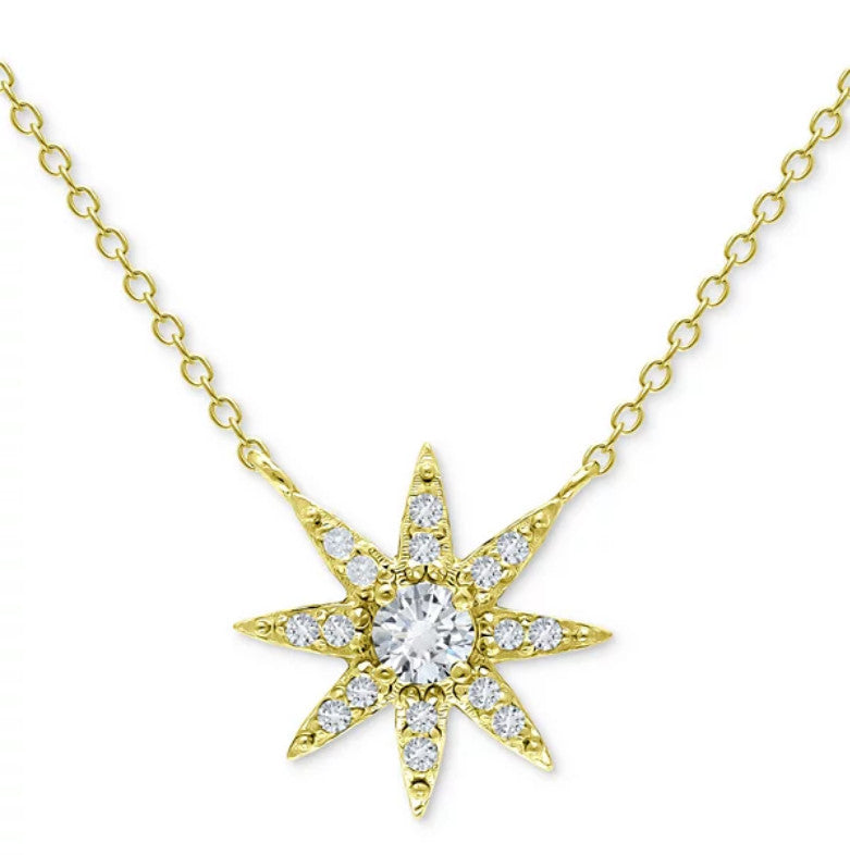 Giani Bernini Cubic Zirconia Starburst Pendant Necklace, 16" + 2" Extender