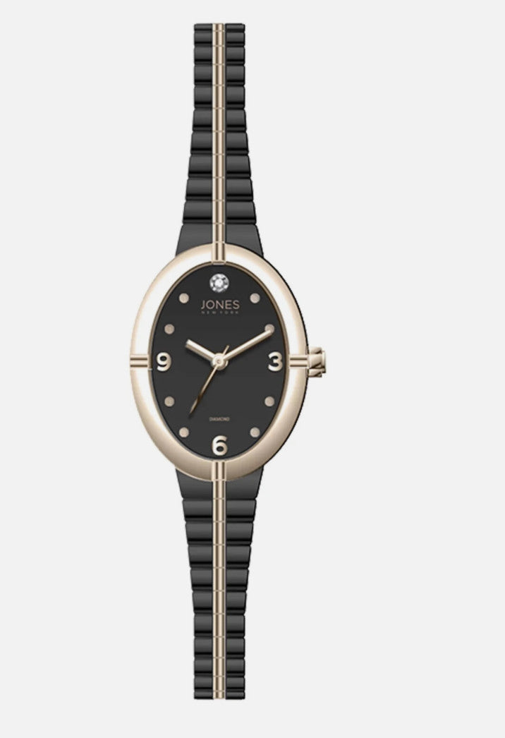 Jones New York Women's Rose Gold-Tone/Black Expansion Metal Bracelet Watch