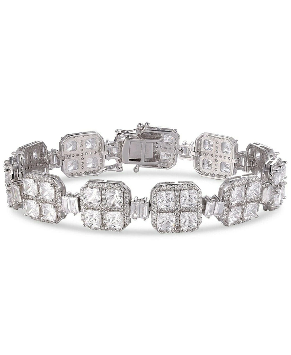 Tiara Cubic Zirconia Quad Cluster Link Bracelet
