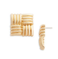Aqua Quilted Square Statement Stud Earrings in 14K Gold Plated - Exclusive