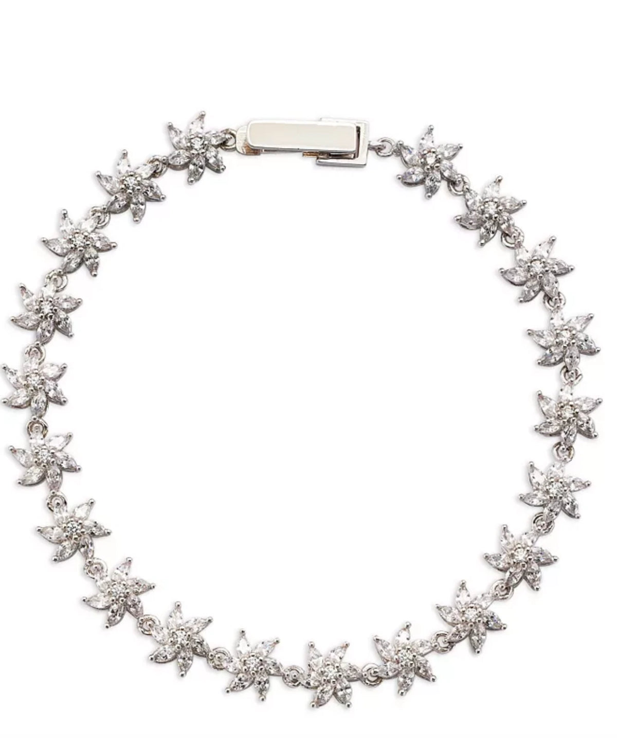 Aqua CZ Flower Madison 501 Tennis Bracelet