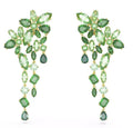 Swarovski Gema Green Crystal Flower Clip on Chandelier Earrings in Gold Tone