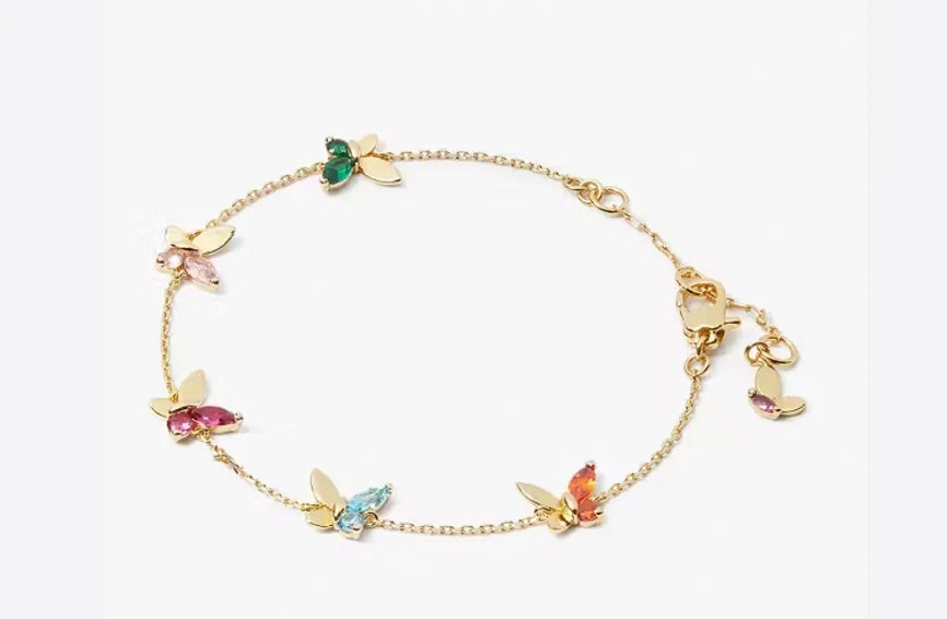 Kate Spade New York Gold-Tone Crystal Social Butterfly Station Bracelet - Multi