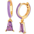 Giani Bernini Purple Cubic Zirconia & Purple Enamel Dangle Hoop Earrings in 18k