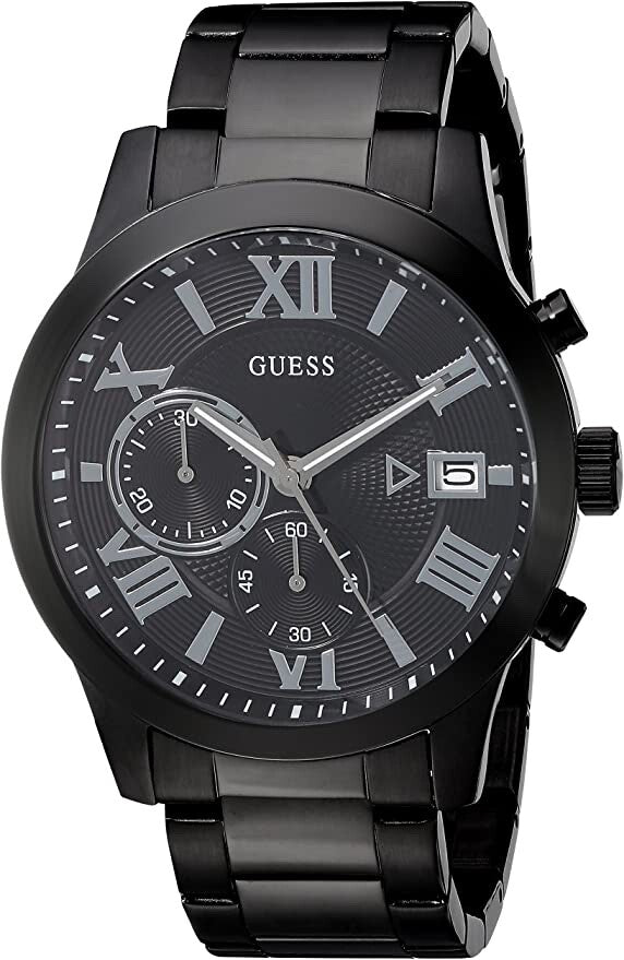 Guess Men's Chronograph Black Stainless Steel Bracelet Watch 45mm No Box