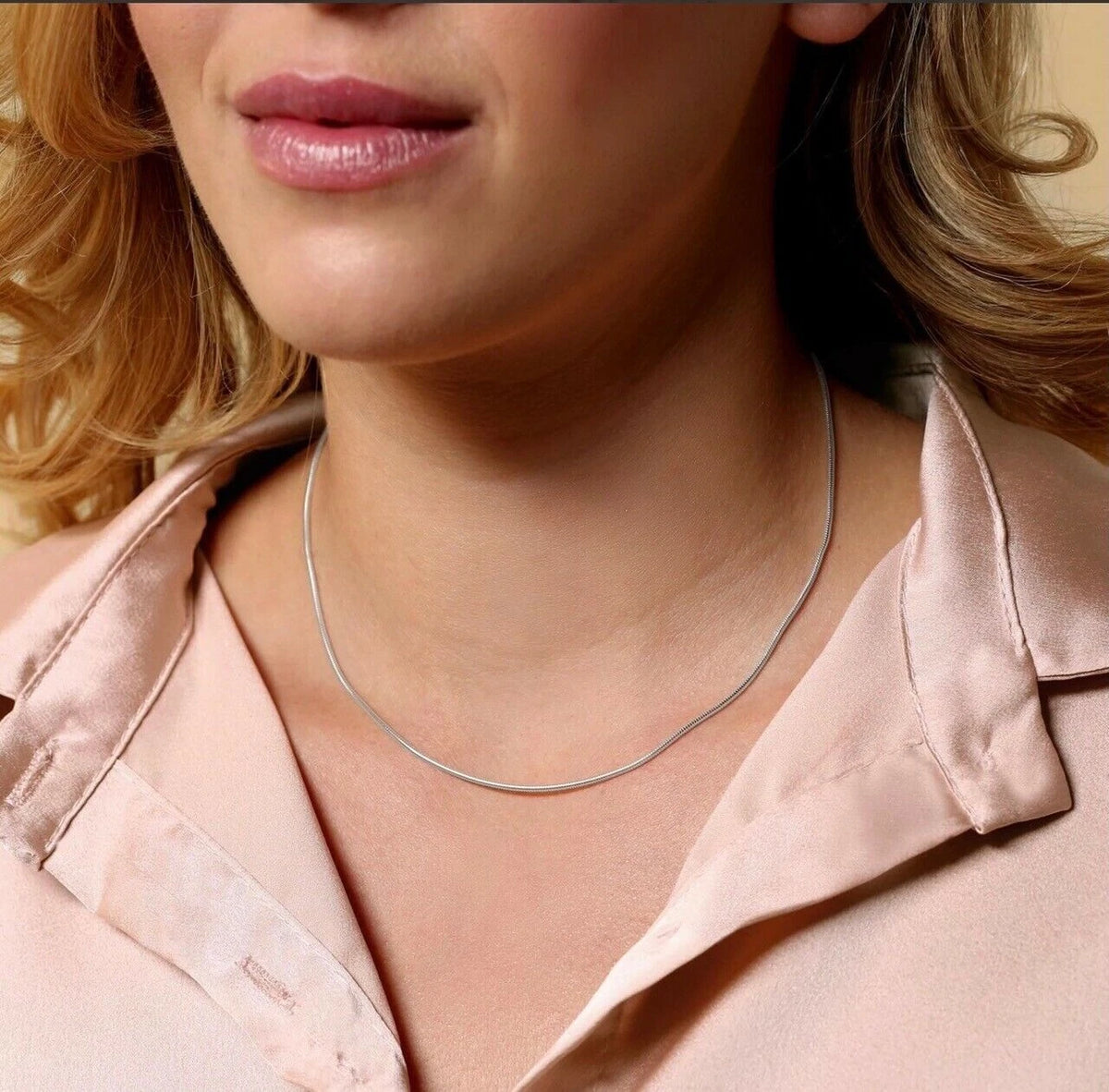 925 Sterling Silver Two-Tone Snake Chain Choker Necklace 3.24mm 16in Italy