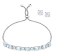 Birthstone March/Simulated Aquamarine Slider Bracelet & CZ