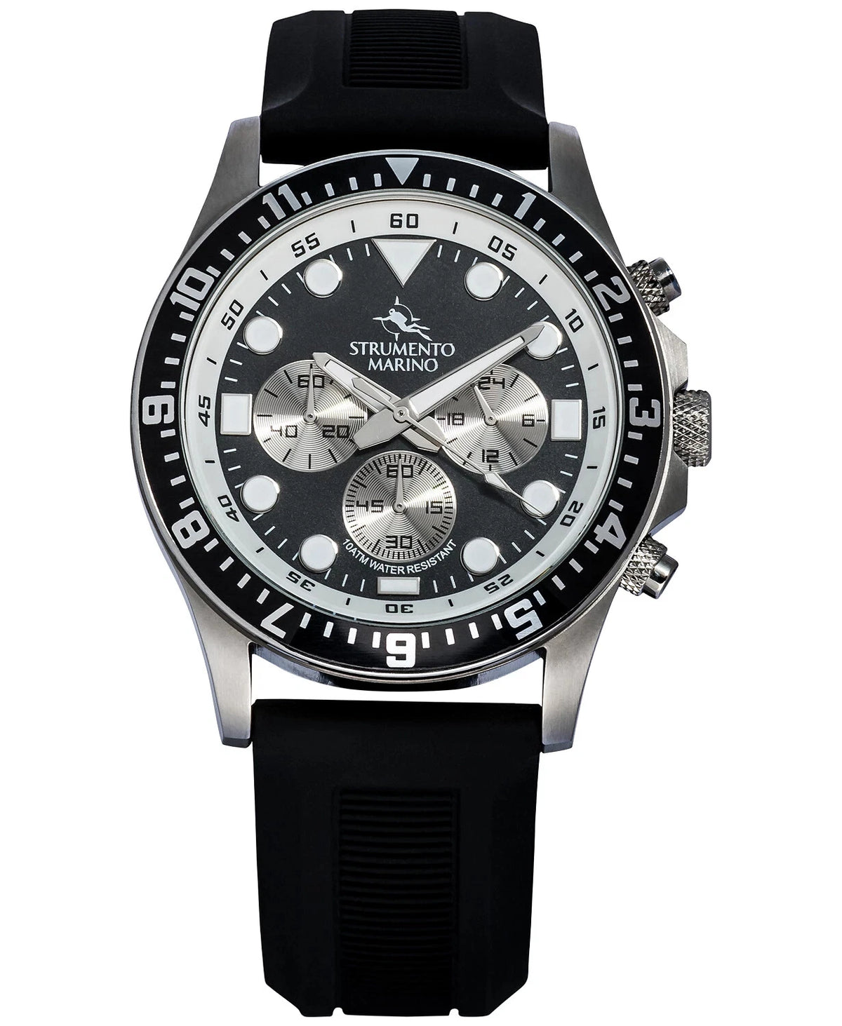 Strumento Marino Men's Typhoon Black Silicone Performance Timepiece Watch 45mm