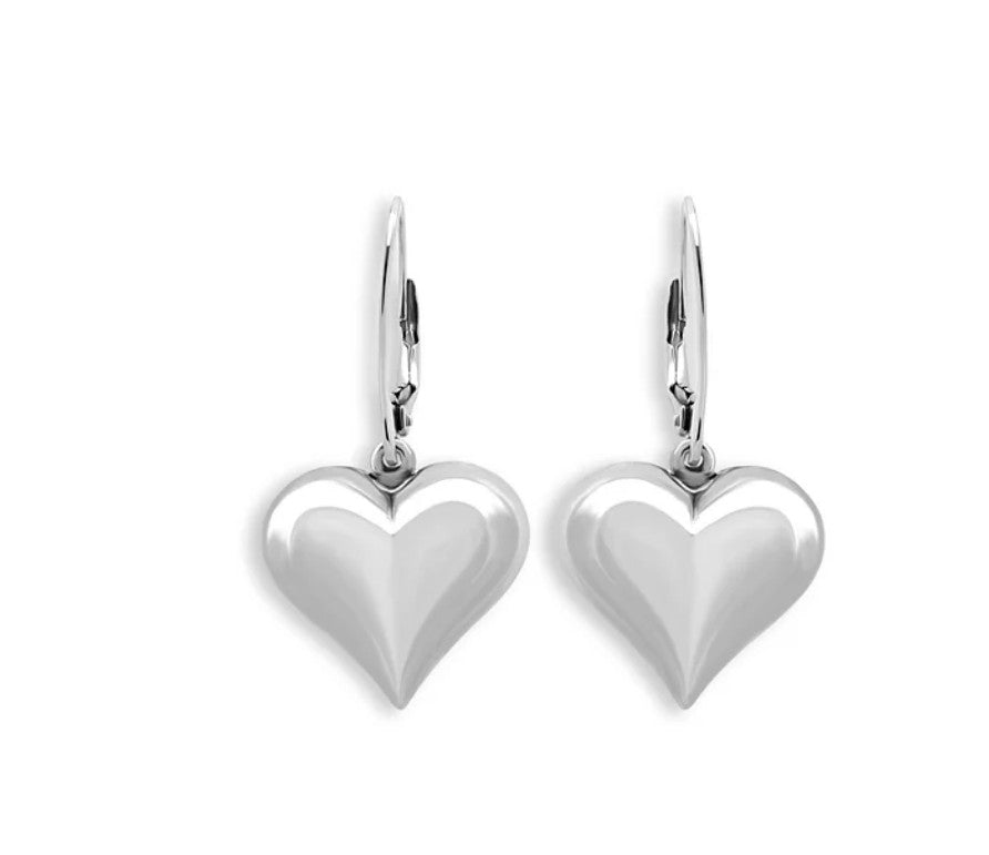 Aqua Heart Drop Earrings in Sterling Silver - Exclusive