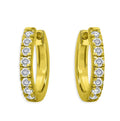 Aqua Pave Front Huggie Hoop Earrings 18K Gold Over Sterling Silver Exclusive