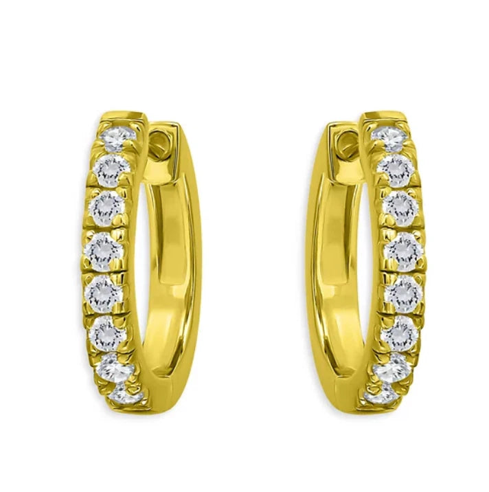 Aqua Pave Front Huggie Hoop Earrings 18K Gold Over Sterling Silver Exclusive