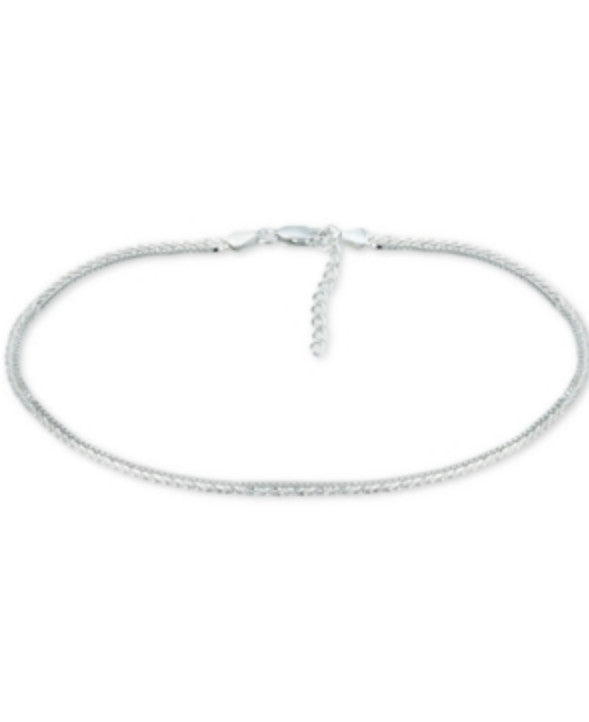Giani Bernini Double Row Ankle Bracelet, Silver