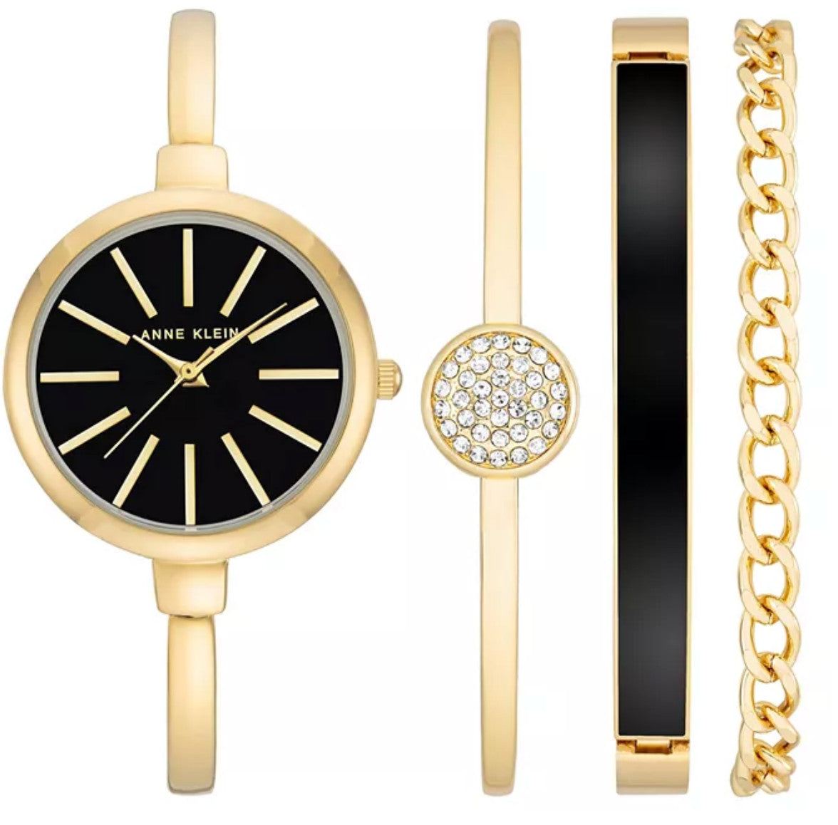 Anne Klein Women's Gold-Tone Alloy Bangle Watch 32mm and Bracelet Set