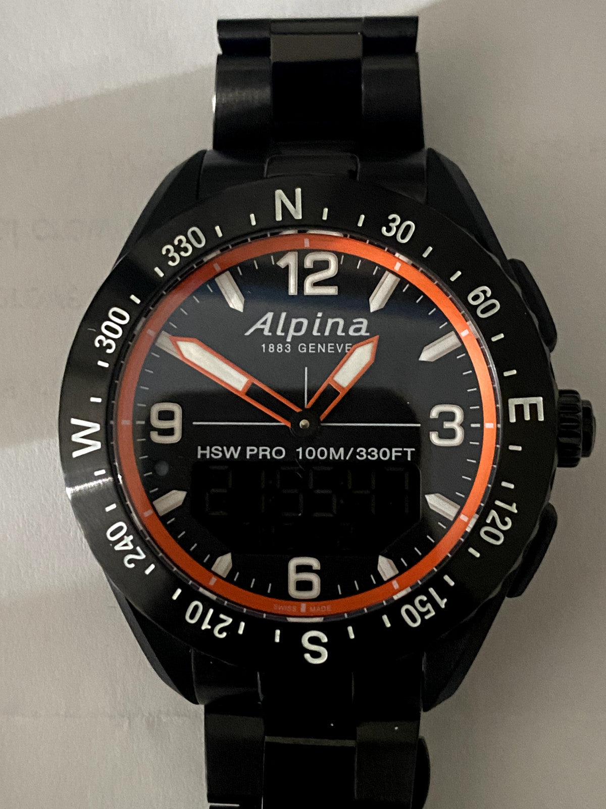 Alpina AL-283LBO5AQ6B Men's AlpinerX HSW Black Dial Smartwatch No Box