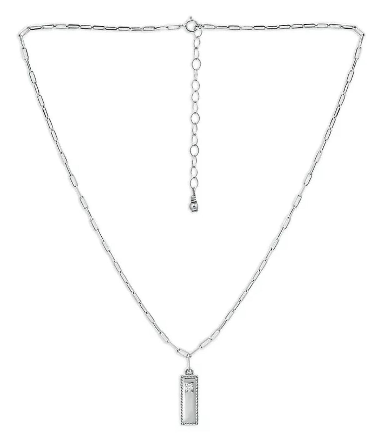 Marc & Marcella Diamond Rectangle Pendant Necklace Sterling Silver