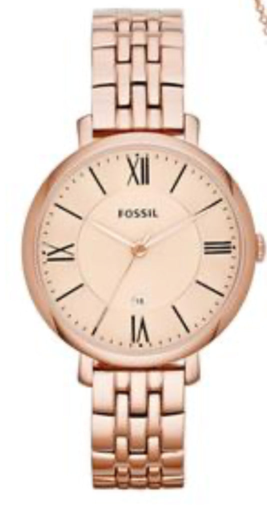 Fossil Women's Jacqueline Rose Gold-Tone Stainless Steel Bracelet Watch