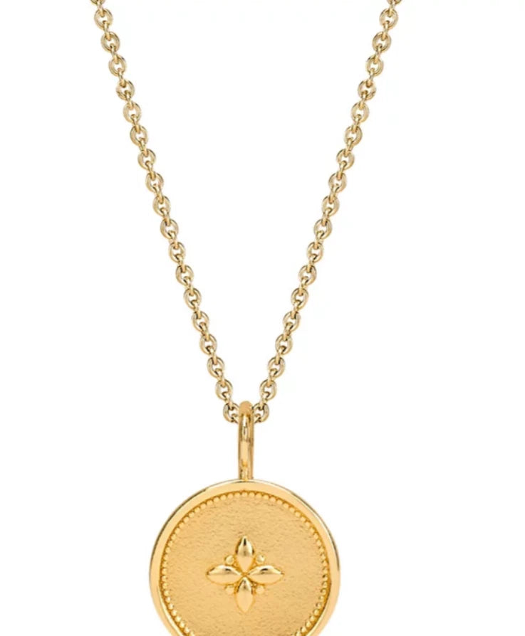 Sarah Chloe Flower Disc 18" Pendant Necklace in 14k Gold-Plated Sterling Silver