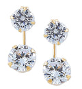 Cubic Zirconia Top & Wire Drop Earrings in 14k Gold - White