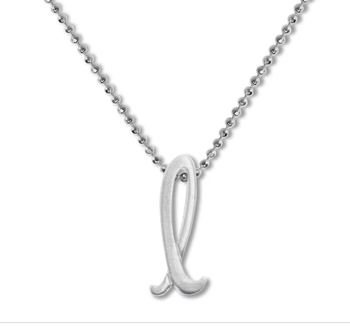 Alex Woo Lowercase Initial 16" Pendant Necklace Sterling Silver, L