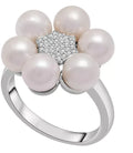 Cultured Freshwater Pearl (6mm) & Diamond (1/20ct. Tw.) Flower Ring in Sterling