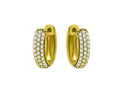 Aqua Triple Row Pave Huggie Hoop Earrings in 18K Gold Plated or Sterling Silver