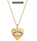 Giani Bernini Multicolor CZ Evil Eye Heart Pendant Necklace 18K Gold Plated