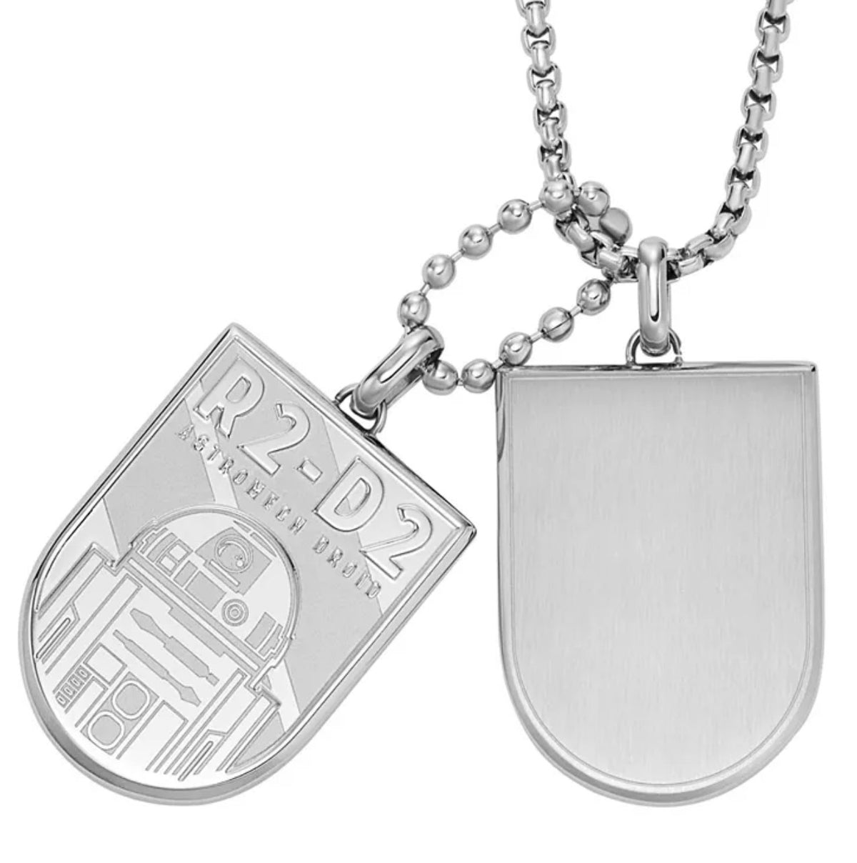 Fossil Star Wars R2-D2 Stainless Steel Dog Tag Necklace - Silver