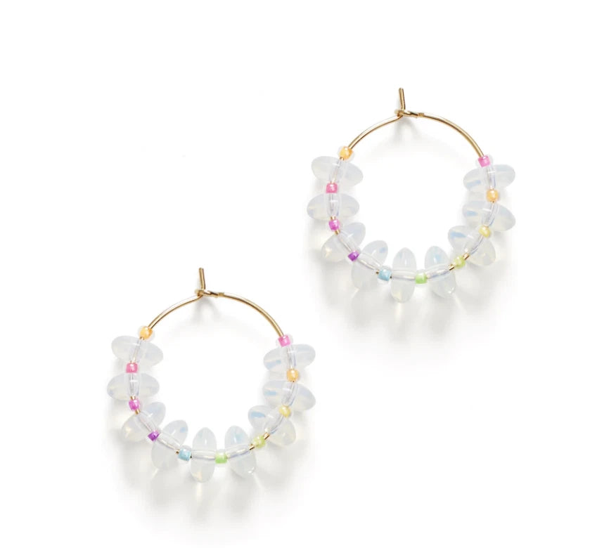Anni Lu Ice Ice Beaded Hoop Earrings in 18K Gold Plated