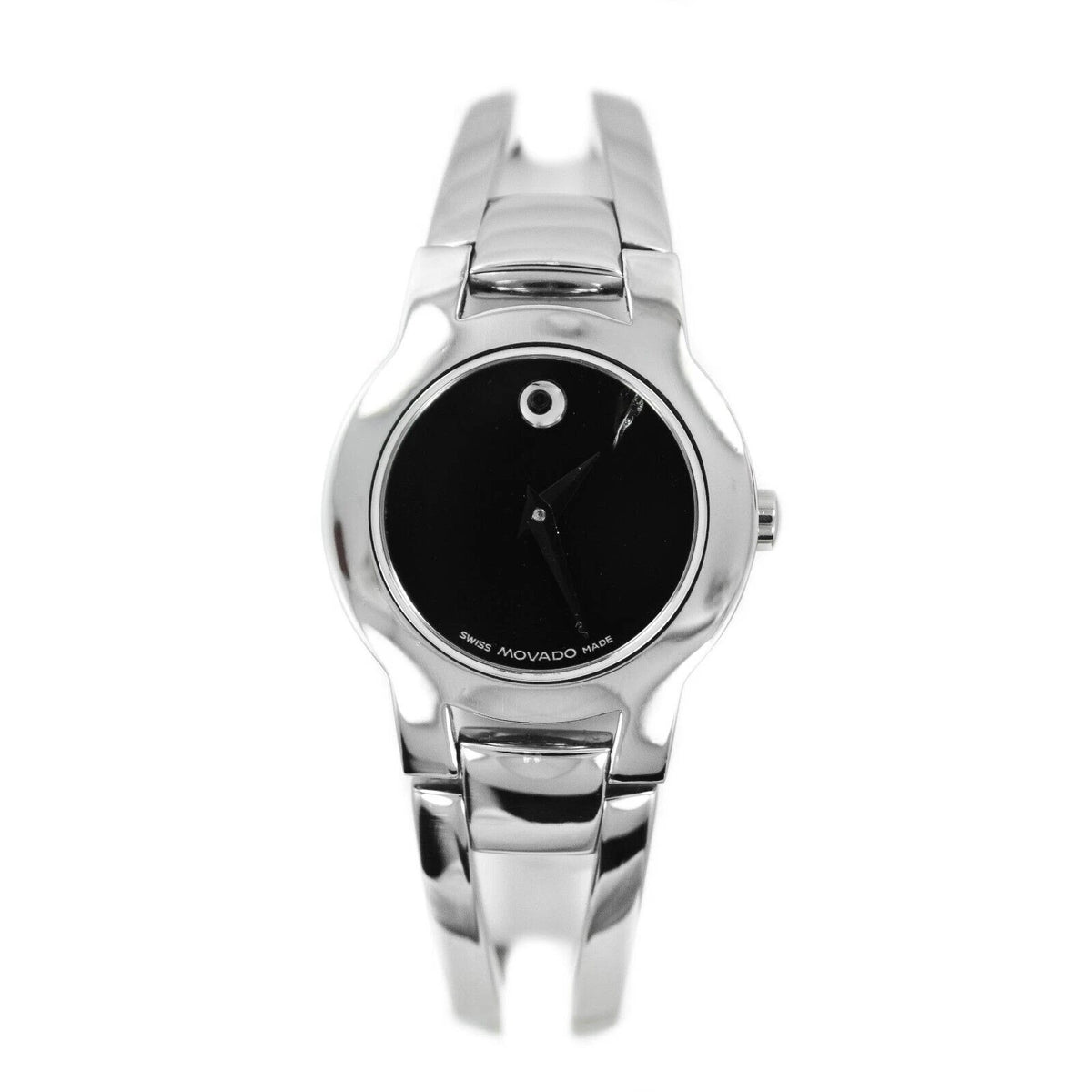 MOVADO 84E41842 STAINLESS STEEL BLACK DIAL QUARTZ WOMENS WATCH No Box