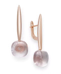 Rose Quartz Drop Earrings in Rose Gold over Silver $375